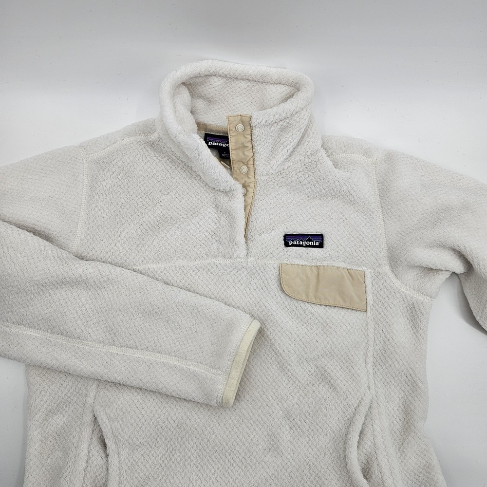 Patagonia Re-Tool Snap-T Pullover Womens S Ivory Polartec Fleece 25442 FA17